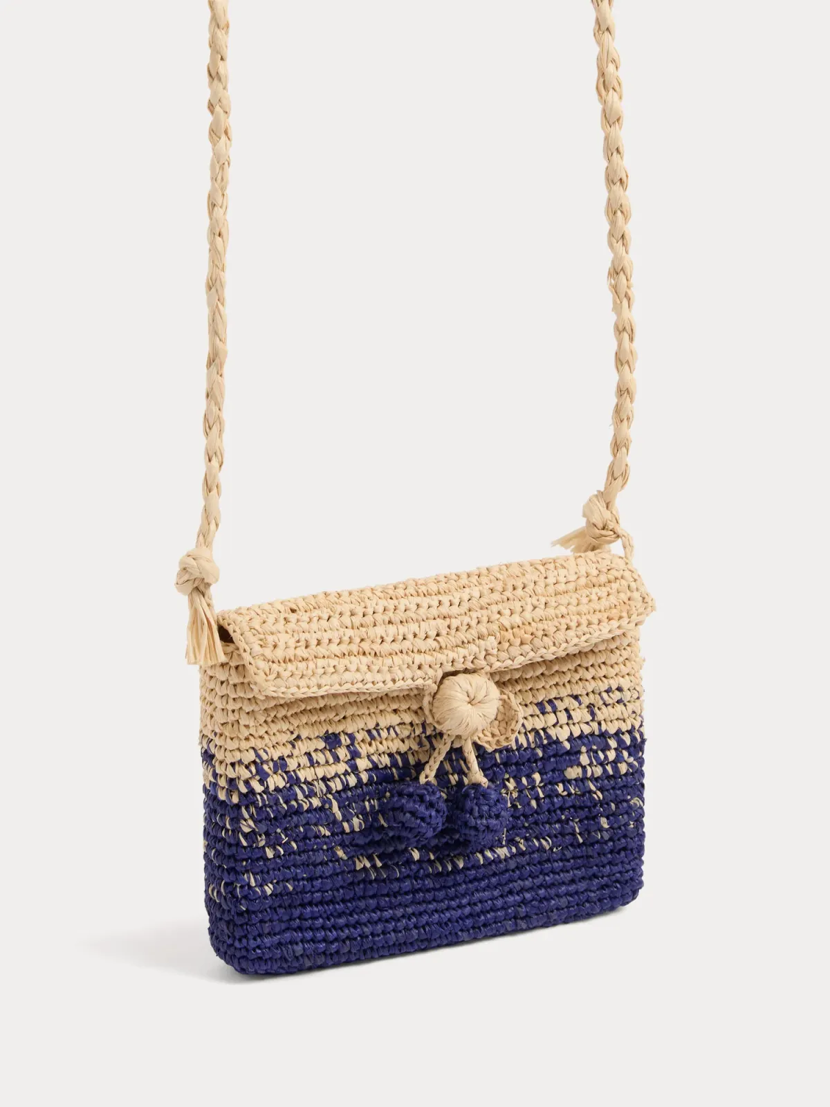 Pochette en raphia coloré crochetée main — accessoire de soirée